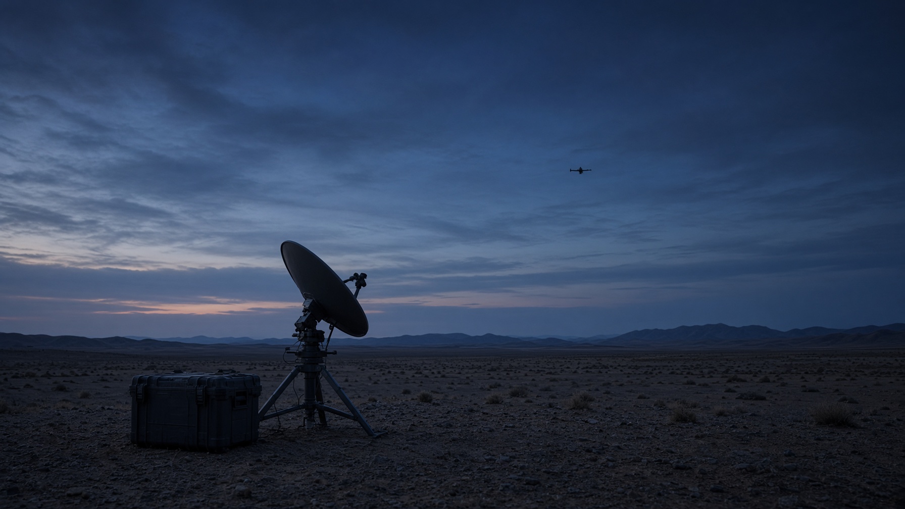Range antenna under a dusk sky